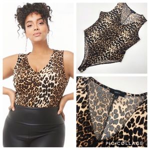 2XL leopard print stretch body suit forever21 tank